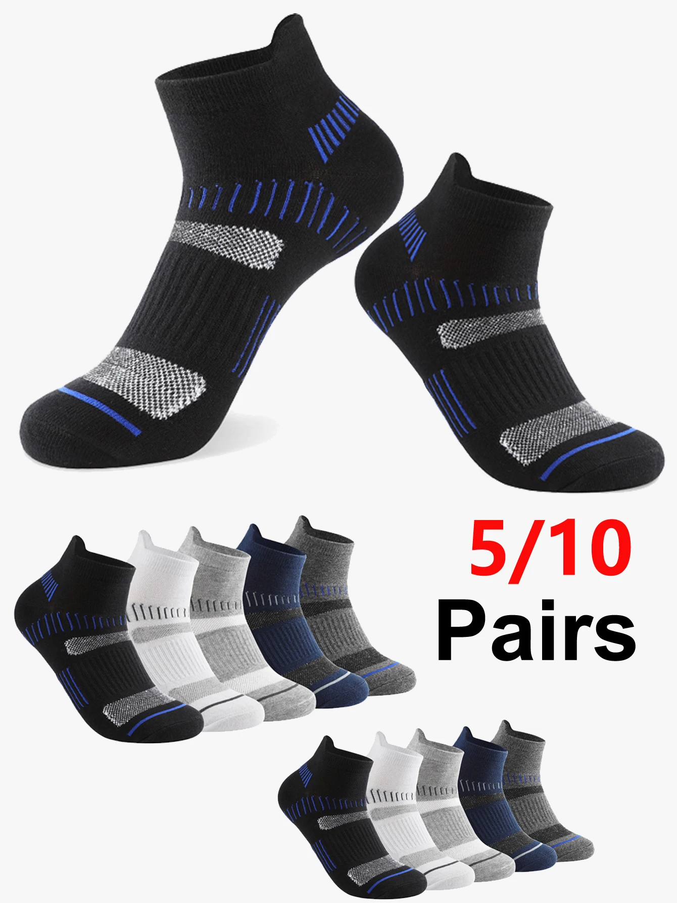 5 Pairs Men's Cotton Mesh Sports Socks Breathable Sweat-Wicking Comfortable Short Socks for Running Basketball Cycling Daily Use
5 Pairs Men's Cotton Mesh Sports Socks Breathable Sweat-Wicking Comfortable Short Socks for Running Basketball Cycling Daily Use