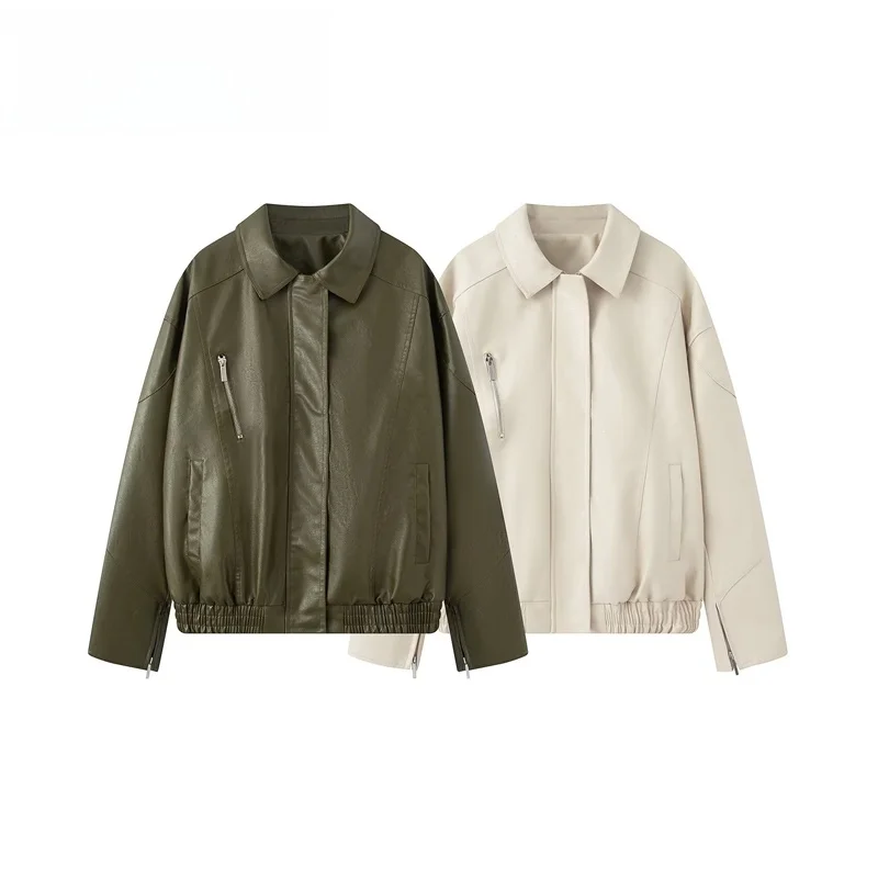 Retro Style Casual Long Sleeve Leather Jacket Women's Fashionable Versatile Loose Fit Outerwear Elegant Atmosphere
Retro Style Casual Long Sleeve Leather Jacket Women's Fashionable Versatile Loose Fit Outerwear Elegant Atmosphere