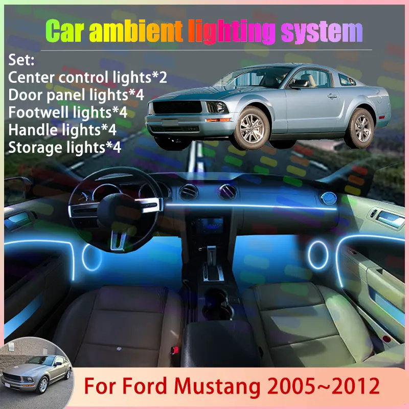 Для Ford Mustang MK5 5th S197 2005 ~ 2012 2006 2007 2/18 в 1 автомобильный атмосферный светильник RGB абажур ансамбль стример атмосферный набор 
Для Ford Mustang MK5 5th S197 2005 ~ 2012 2006 2007 2/18 в 1 автомобильный атмосферный светильник RGB абажур ансамбль стример атмосферный набор