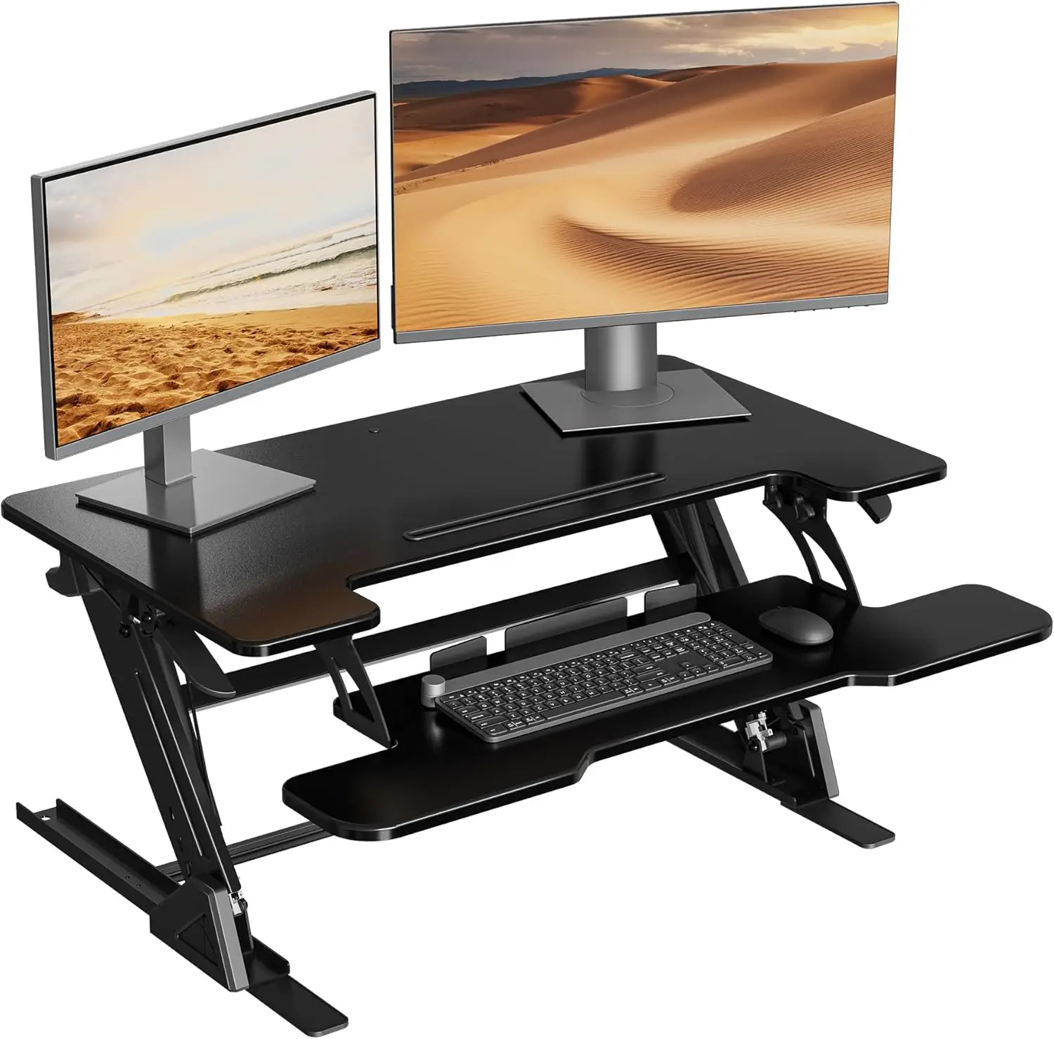 Standing Desk Converter, Height Adjustable Dual Tiered Computer Workstation, Capacity of Supporting 15kg
Standing Desk Converter, Height Adjustable Dual Tiered Computer Workstation, Capacity of Supporting 15kg