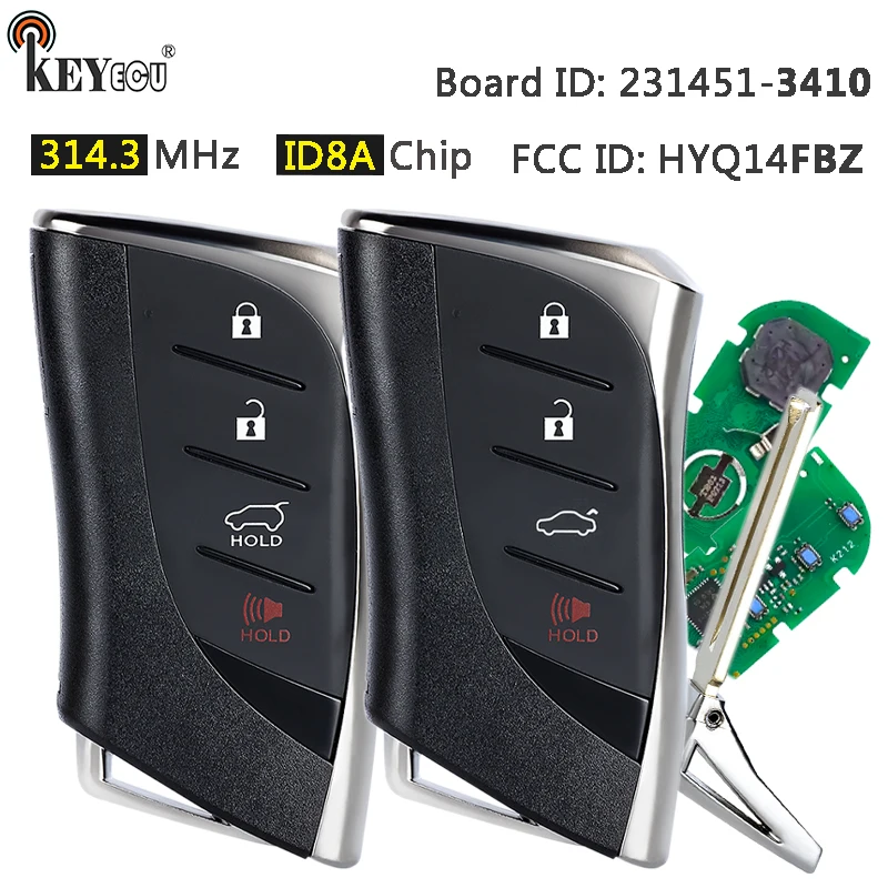 KEYECU 312/ 314.2MHz HYQ14FBF 231451-3410 P/N: 8990H-06010 Smart Remote Key Fob for Lexus ES250 ES300H ES350 LS500
KEYECU 312/ 314.2MHz HYQ14FBF 231451-3410 P/N: 8990H-06010 Smart Remote Key Fob for Lexus ES250 ES300H ES350 LS500