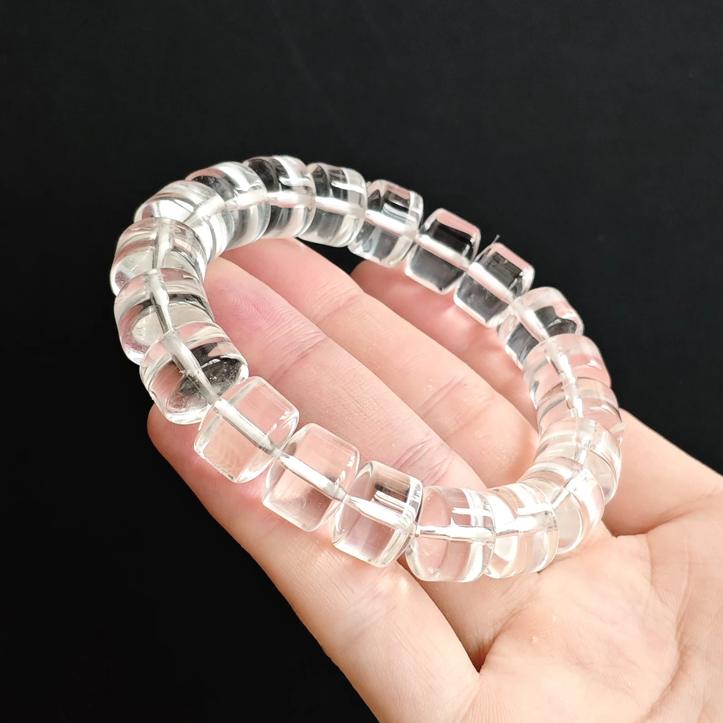 High Clarity Natural Clear Quartz Cube Bead Stretch Bracelet, Precision Faceted for Women Modern Minimalist Jewelry
High Clarity Natural Clear Quartz Cube Bead Stretch Bracelet, Precision Faceted for Women Modern Minimalist Jewelry