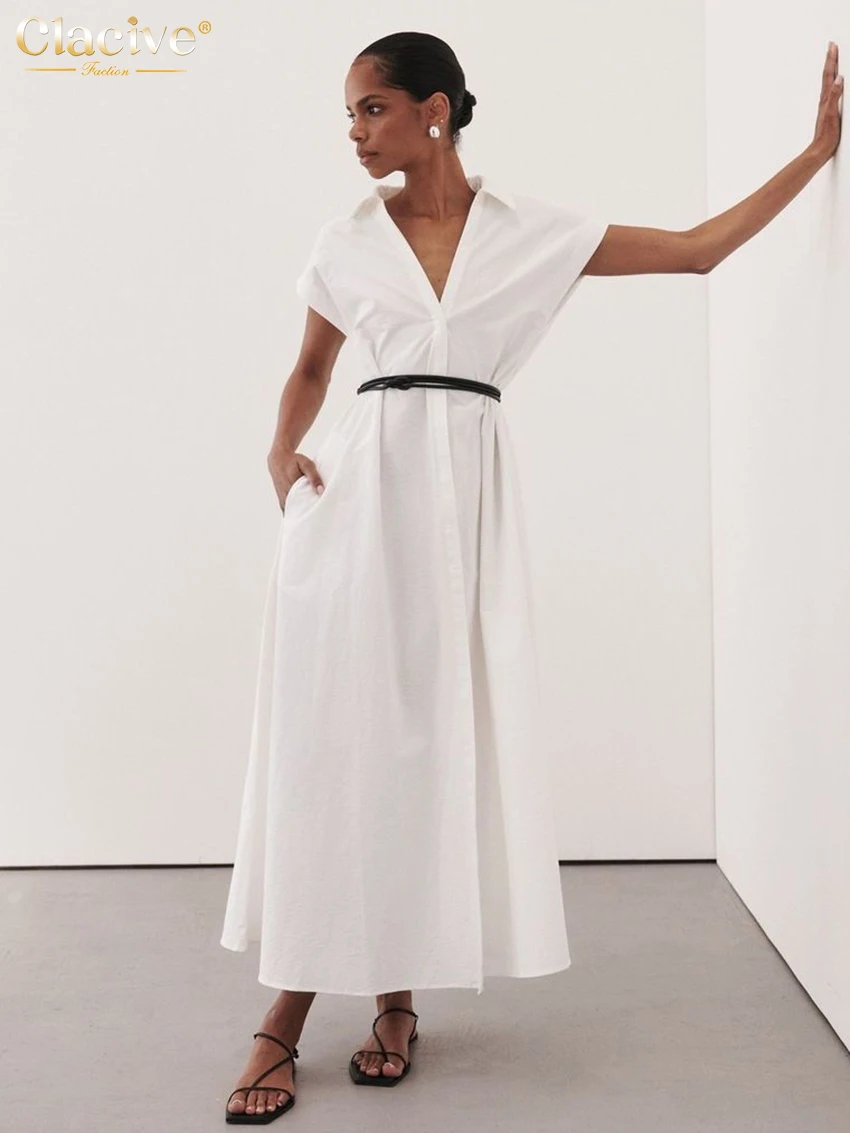 Clacive Summer Loose White Cotton Dress Lady Fashion Lapel Sleeveless Ankle Length Dress Elegant Classic Solid Dresses For Women
Clacive Summer Loose White Cotton Dress Lady Fashion Lapel Sleeveless Ankle Length Dress Elegant Classic Solid Dresses For Women