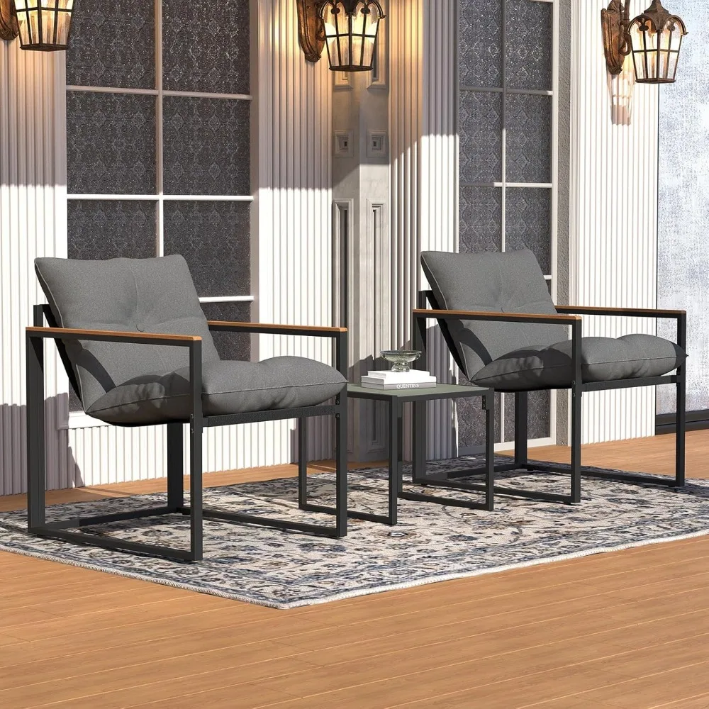 Patio Bistro Set Small Balcony Furniture for Apartments (Gray), 3 Piece Patio Chairs Set of 2 with Table & Thick Cushions, Furni
Patio Bistro Set Small Balcony Furniture for Apartments (Gray), 3 Piece Patio Chairs Set of 2 with Table & Thick Cushions, Furni