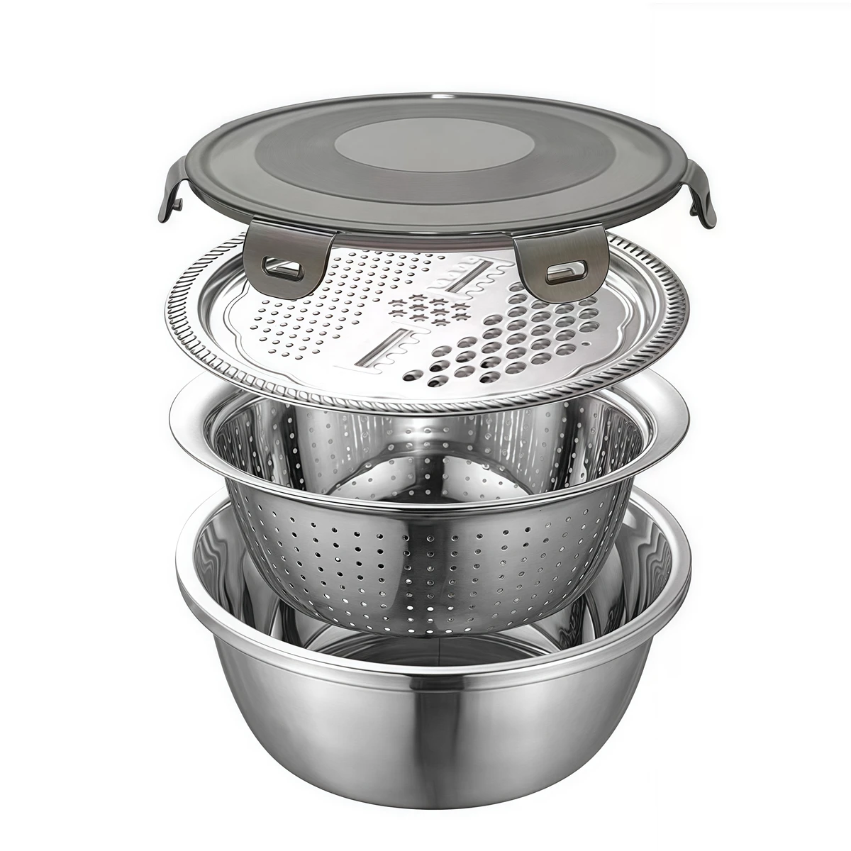 Daily Cooking Silvery Stainless Steel Mixing Bowls Easy To Clean Stainless Steel Bowl Cooking Accessory Detachable Grater Lid
Daily Cooking Silvery Stainless Steel Mixing Bowls Easy To Clean Stainless Steel Bowl Cooking Accessory Detachable Grater Lid