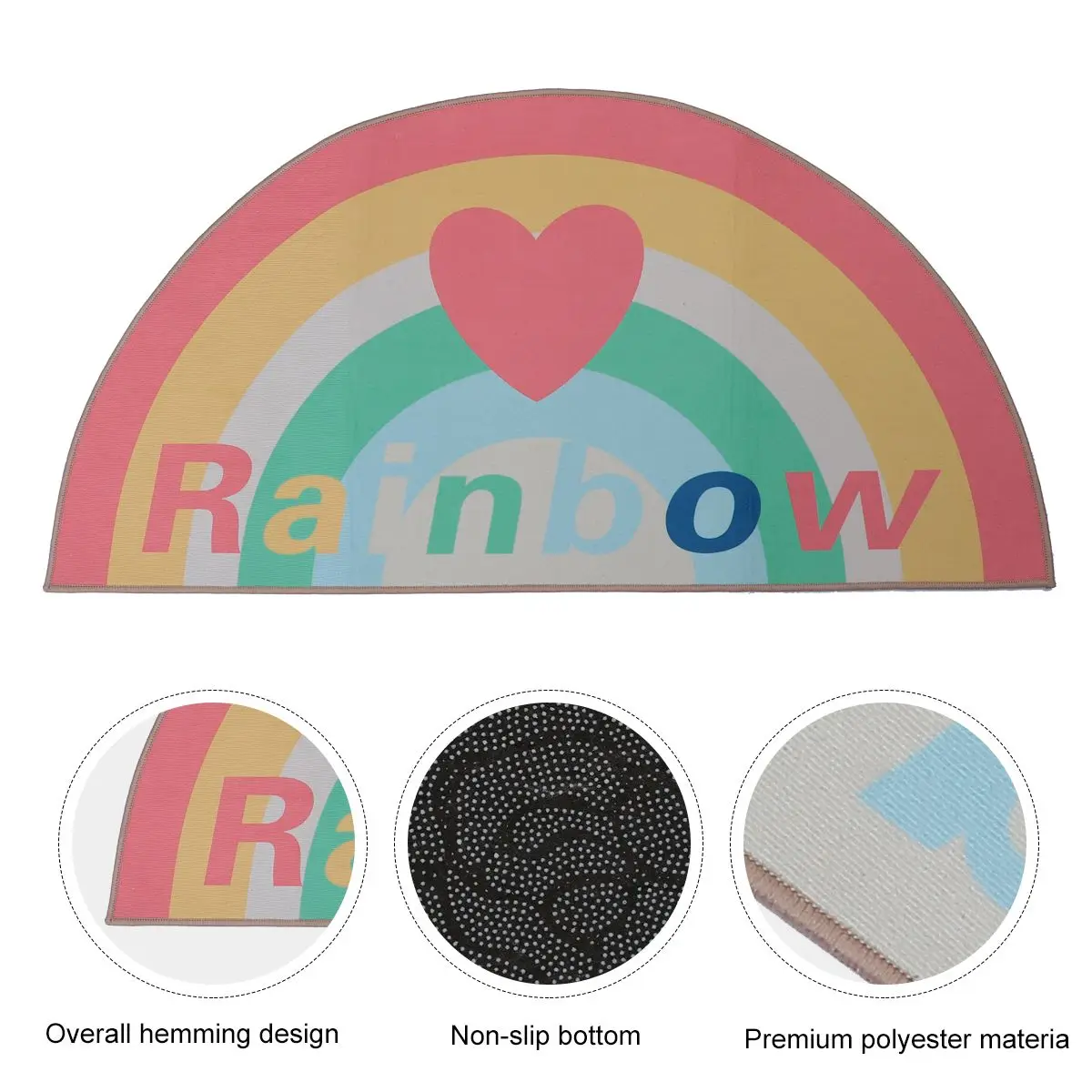 Semicircular Polyester Pad Half Circle Kitchen Bathroom Mat Floor Cushion Child Rainbow Pattern Door Mat Absorbent Non Slippery
Semicircular Polyester Pad Half Circle Kitchen Bathroom Mat Floor Cushion Child Rainbow Pattern Door Mat Absorbent Non Slippery