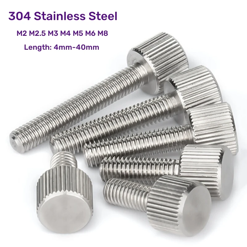 304 Stainless Steel M2 M2.5 M3 M4 M5 M6 M8 Knurl Flat Round Head Hand Tighten Thumb Screw Chassis Thumb Bolt Adjust Toolless
304 Stainless Steel M2 M2.5 M3 M4 M5 M6 M8 Knurl Flat Round Head Hand Tighten Thumb Screw Chassis Thumb Bolt Adjust Toolless