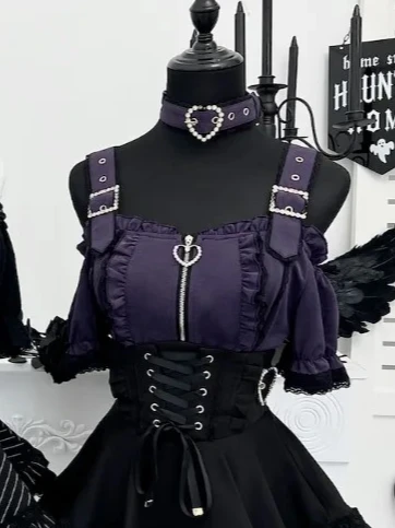 Mine Subculture Skirt Sets Japanese Cute Rhinestone Buckle Off Shoulder Short-sleeved Shirt High-waist Tutu Skirt Two-piece Set
Mine Subculture Skirt Sets Japanese Cute Rhinestone Buckle Off Shoulder Short-sleeved Shirt High-waist Tutu Skirt Two-piece Set