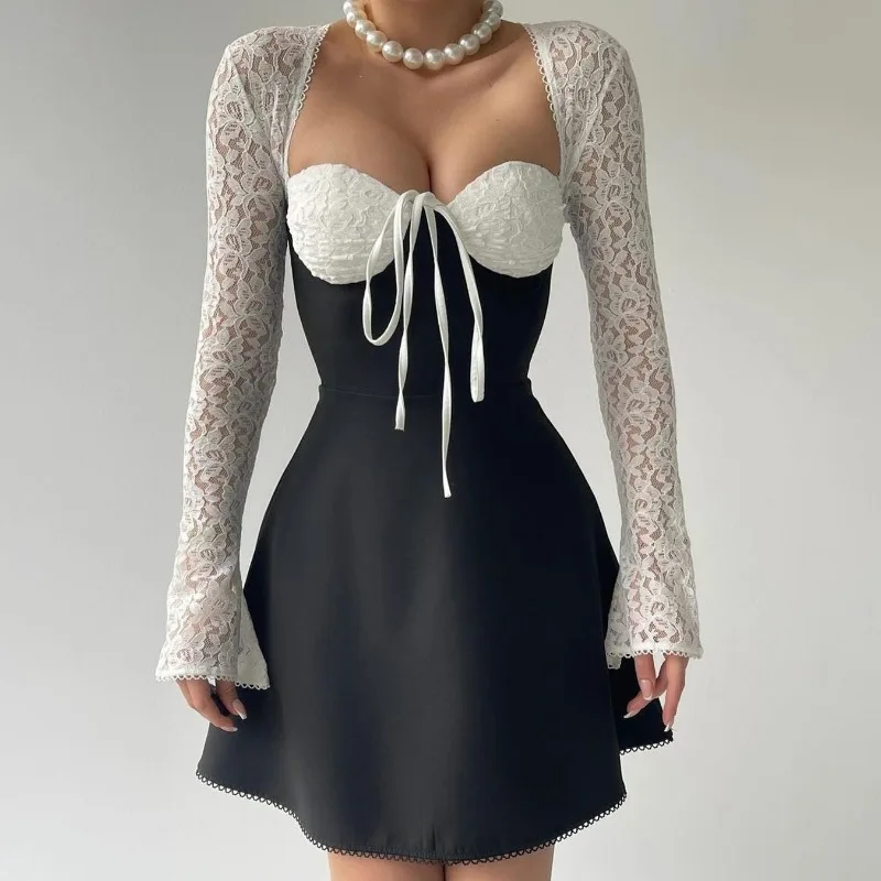 Talenza Elegant Hollow Lace Mini Dress Women's New Lace Long Sleeve A-Line Party Dress Backless Slim Fit Patchwork Evening Dress
Talenza Elegant Hollow Lace Mini Dress Women's New Lace Long Sleeve A-Line Party Dress Backless Slim Fit Patchwork Evening Dress