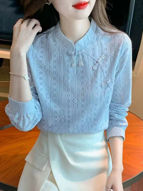 New Chinese Style National Trend Base Shirt 2026 Hollow out New Model Stand Collar Chinese Style Button Long Sleeve...
New Chinese Style National Trend Base Shirt 2026 Hollow out New Model Stand Collar Chinese Style Button Long Sleeve...