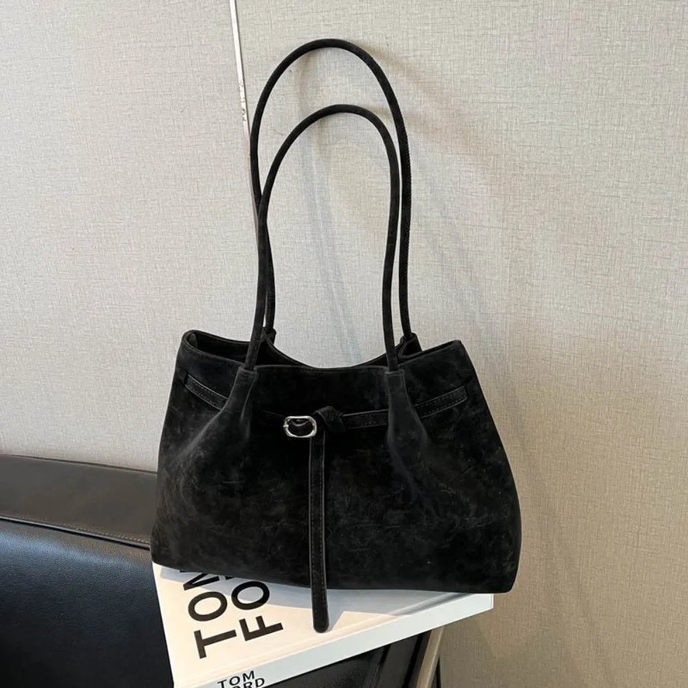 Suede/PU Leather Shoulder Bag Retro Elegant Handbag Large Capacity Solid Color Commuting Tote Bag School/Travel/Work Suede/PU Leather Shoulder Bag Retro Elegant Handbag Large Capacity Solid Color Commuting Tote Bag School/Travel/Work