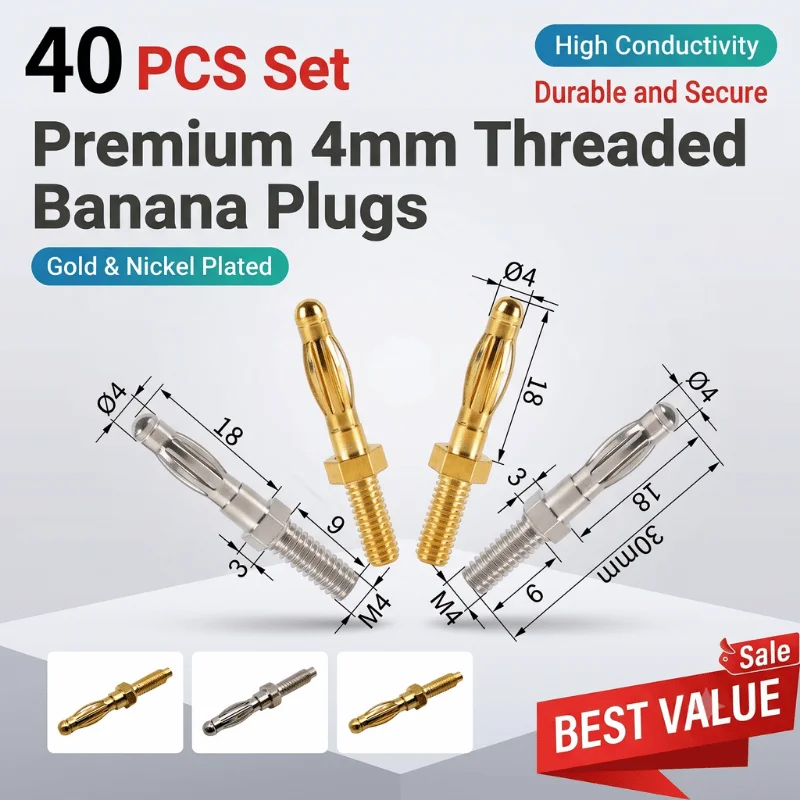 40Pcs Uninsulated Banana Plug 4mm M4 Panel Mount Screw Connector Copper Nickel Plated Binding Post Audio
40Pcs Uninsulated Banana Plug 4mm M4 Panel Mount Screw Connector Copper Nickel Plated Binding Post Audio