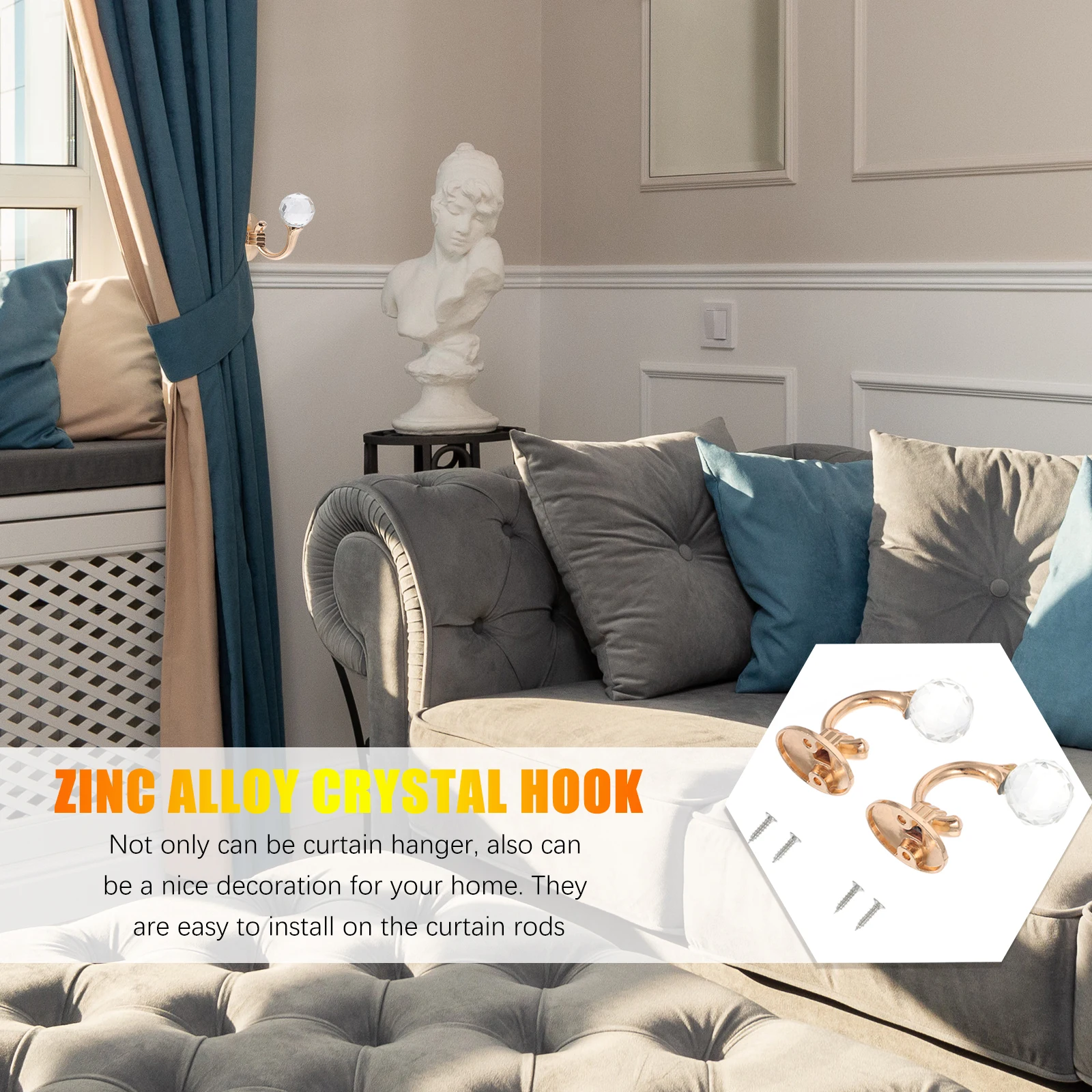 2 Pcs Crystal Hook Curtain Accessories Hangers Decorate Zinc Alloy Hooks Home Creative Household
2 Pcs Crystal Hook Curtain Accessories Hangers Decorate Zinc Alloy Hooks Home Creative Household