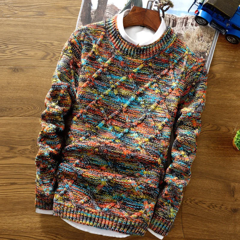 Autumn Winter Men O-Neck Knit Sweater Patchwork Color Diamond Plaid Korean Sweater Male Thick Vintage Warm Pullover Sweater
Autumn Winter Men O-Neck Knit Sweater Patchwork Color Diamond Plaid Korean Sweater Male Thick Vintage Warm Pullover Sweater