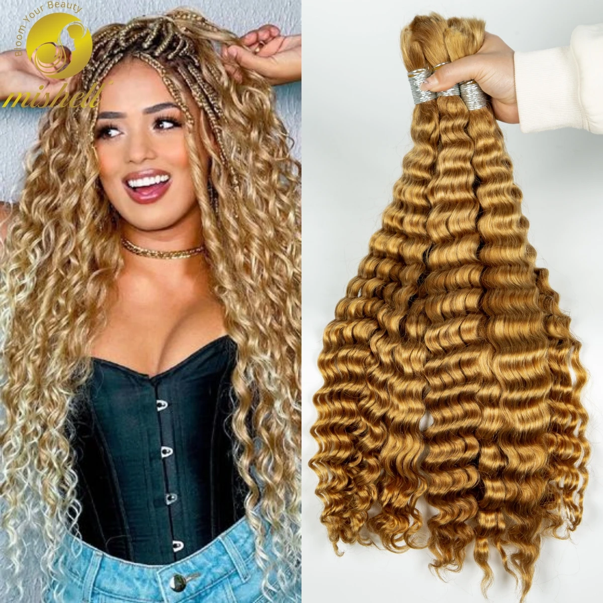 26 28 Inch 1 3 4 Bundles Curly Braiding Hair Deep Wave 27# Ombre Human Hair Bulk for Braiding No Weft 100% Virgin Hair for Women
26 28 Inch 1 3 4 Bundles Curly Braiding Hair Deep Wave 27# Ombre Human Hair Bulk for Braiding No Weft 100% Virgin Hair for Women