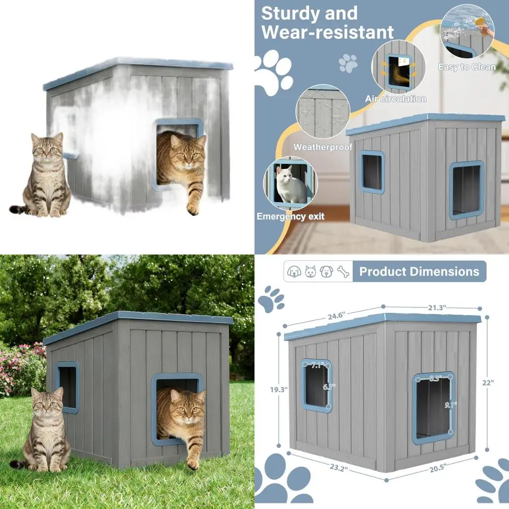Durable Insulated Outdoor Cat Shelter, Easy Clean and Install, Blue
Durable Insulated Outdoor Cat Shelter, Easy Clean and Install, Blue