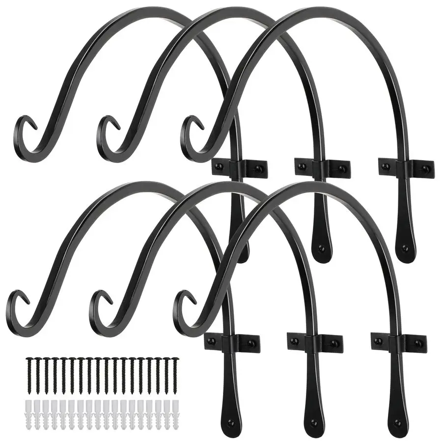 Garden 6Pack 14 Plant Hanger Bracket HandForged Wrought Iron PowderCoated Heavy Duty Wall Hooks Black Curved Plant Hanging Hooks
Garden 6Pack 14 Plant Hanger Bracket HandForged Wrought Iron PowderCoated Heavy Duty Wall Hooks Black Curved Plant Hanging Hooks