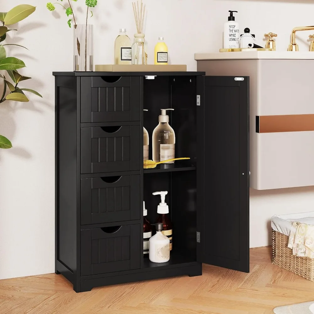Bathroom Floor Cabinet, Freestanding Storage Cabinet with 4 Drawers & Single Door, Adjustable Shelf, Multipurpose, Customized
Bathroom Floor Cabinet, Freestanding Storage Cabinet with 4 Drawers & Single Door, Adjustable Shelf, Multipurpose, Customized