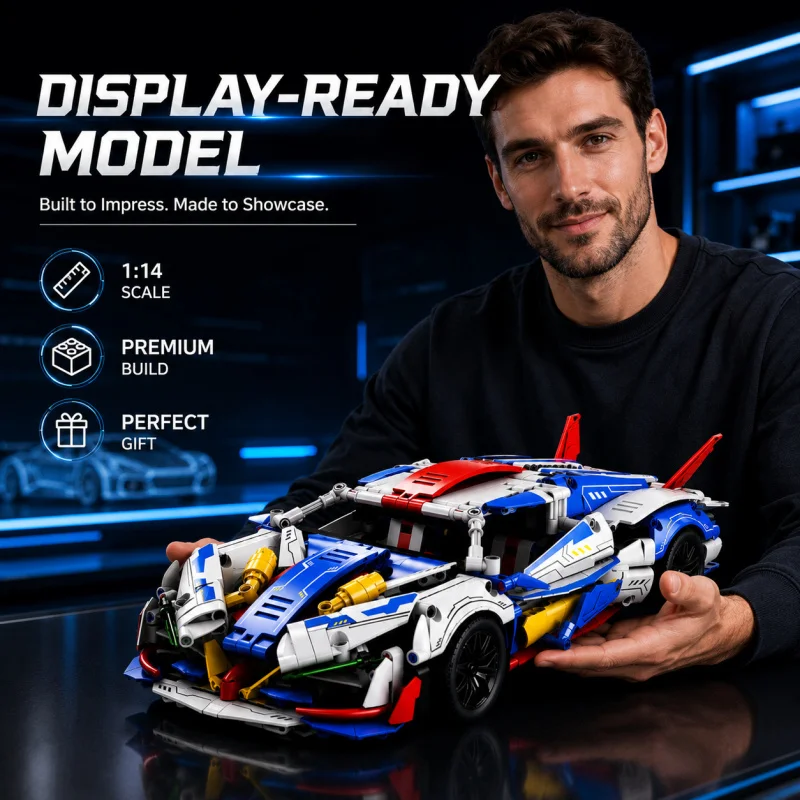 1:14 Building Block Supercar Model 37.5cm Racing Sports Car Bricks Toy Mechanical Display Vehicle Gift for Car Fans
1:14 Building Block Supercar Model 37.5cm Racing Sports Car Bricks Toy Mechanical Display Vehicle Gift for Car Fans