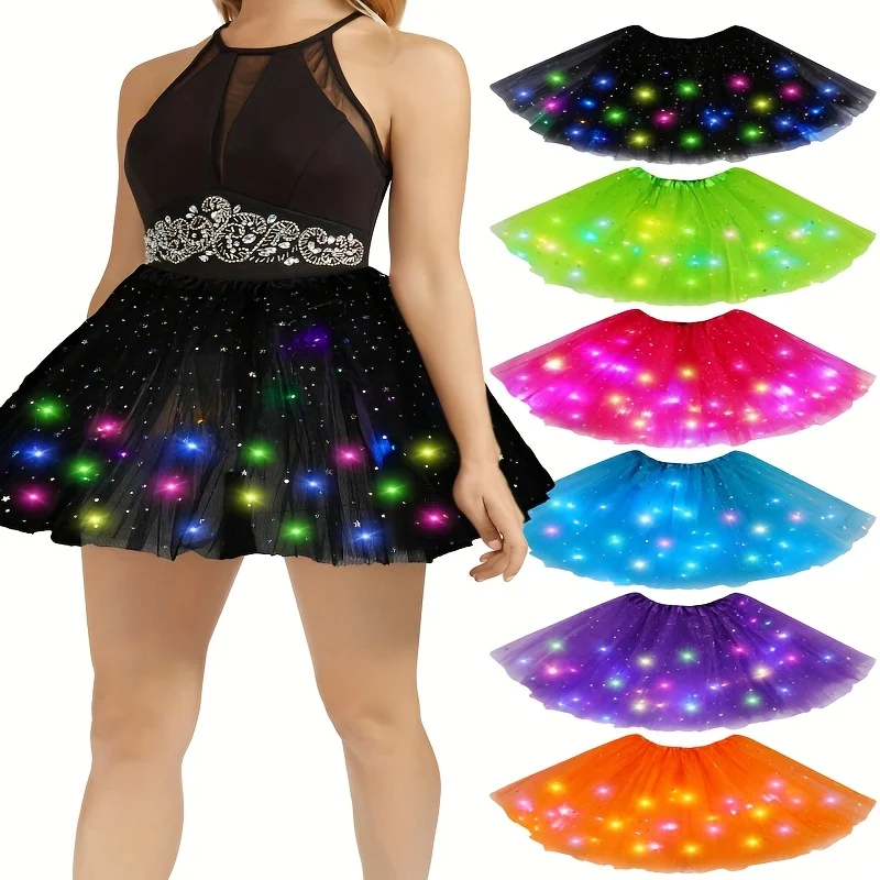 Coume 6pcs LED Tulle Tutu Skirt Party Supplies Kits Light Up Tutus for Women Lighted Ballet Dance Skirt Cosplay Costumes Glow
Coume 6pcs LED Tulle Tutu Skirt Party Supplies Kits Light Up Tutus for Women Lighted Ballet Dance Skirt Cosplay Costumes Glow