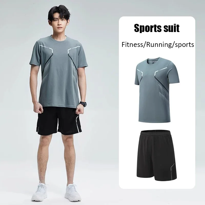 2pcs,Sportswear set for men, running short-sleeved quick-drying clothes, T-shirt and shorts
2pcs,Sportswear set for men, running short-sleeved quick-drying clothes, T-shirt and shorts