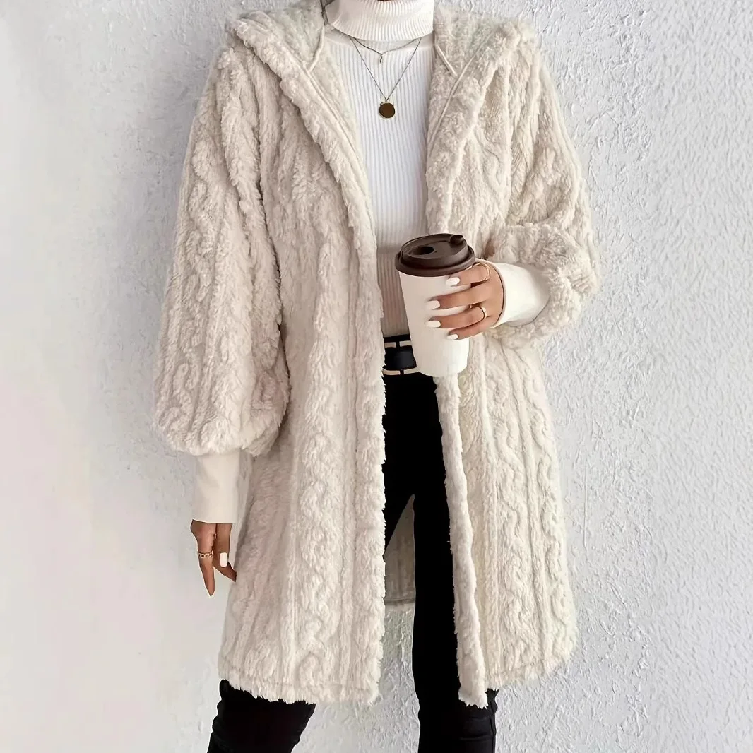 2025 Winter Women's Hooded Jacket Long Plush Warm Cardigan Lantern Sleeve Fashion High Street Loose Coat for Female
2025 Winter Women's Hooded Jacket Long Plush Warm Cardigan Lantern Sleeve Fashion High Street Loose Coat for Female