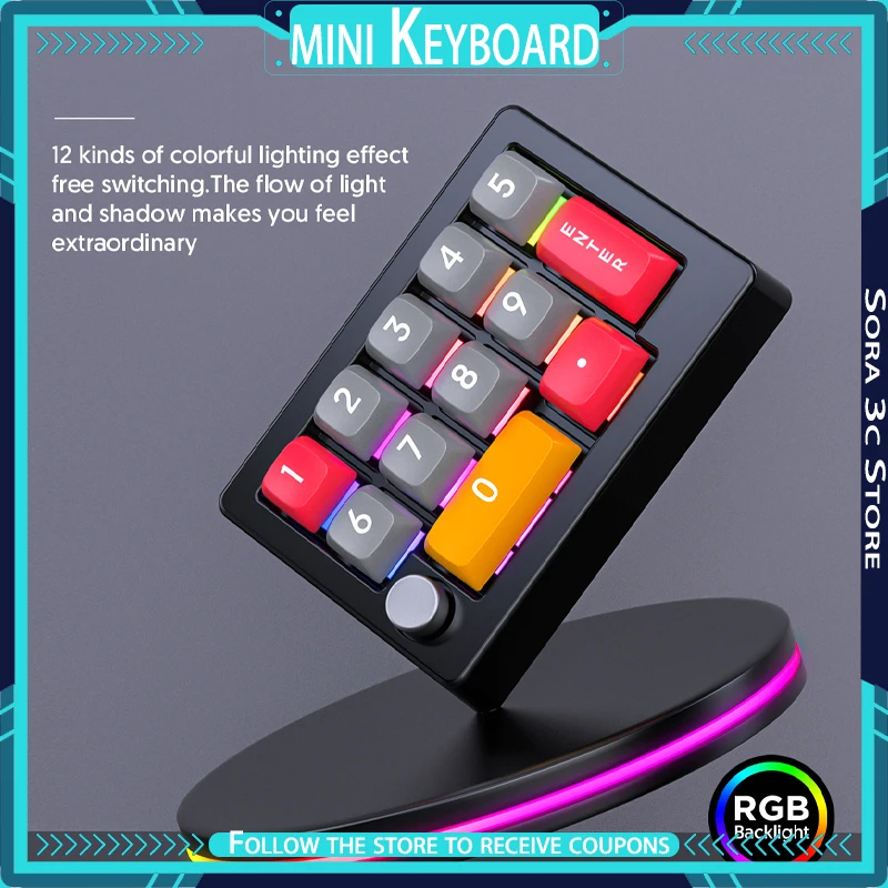 K808 Numerical Mechanical Keyboard 13keys Macro Programming Buttons with Knob Hot-swapping RGB Custom Keyboard for Office Game
K808 Numerical Mechanical Keyboard 13keys Macro Programming Buttons with Knob Hot-swapping RGB Custom Keyboard for Office Game