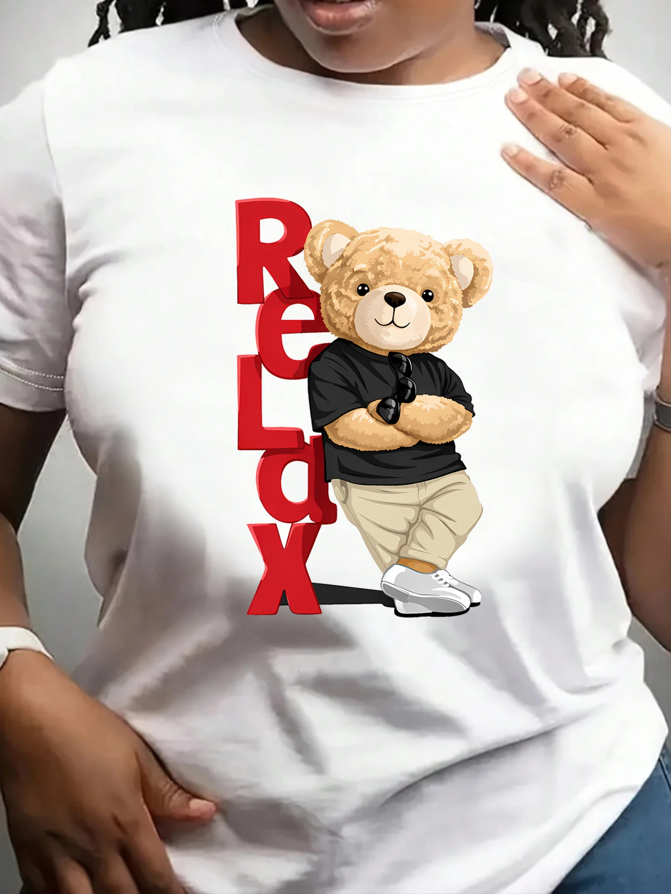 【ZXH11217】Letter and bear print women's plus size round neck T-shirt summer casual short sleeved top street fashion versatile
【ZXH11217】Letter and bear print women's plus size round neck T-shirt summer casual short sleeved top street fashion versatile