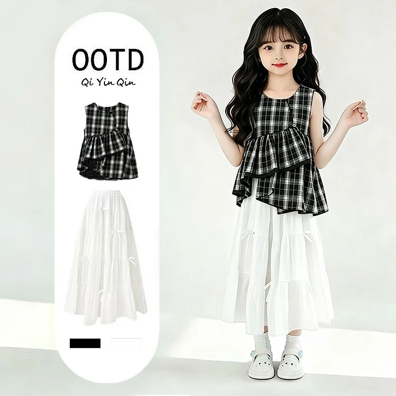Girls' Summer Irregular Top and Skirt Set2026New stylish pleated long skirt for older children
Girls' Summer Irregular Top and Skirt Set2026New stylish pleated long skirt for older children