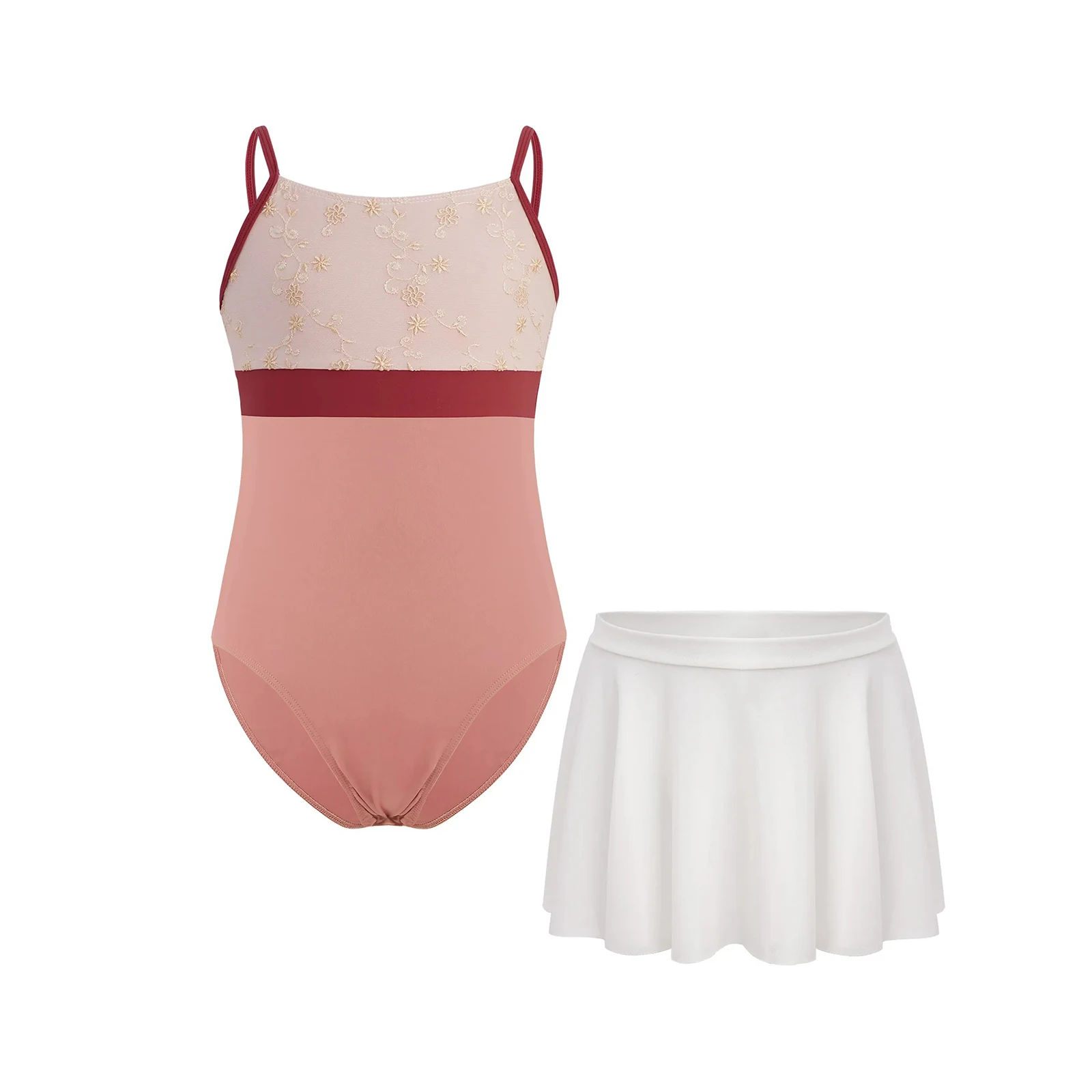 Kids Girls Ballet Dance Leotard Outfits Lyrical Dress Sleeveless Spaghetti Straps Floral Embroidery Color Block Bodysuit+Skirt
Kids Girls Ballet Dance Leotard Outfits Lyrical Dress Sleeveless Spaghetti Straps Floral Embroidery Color Block Bodysuit+Skirt