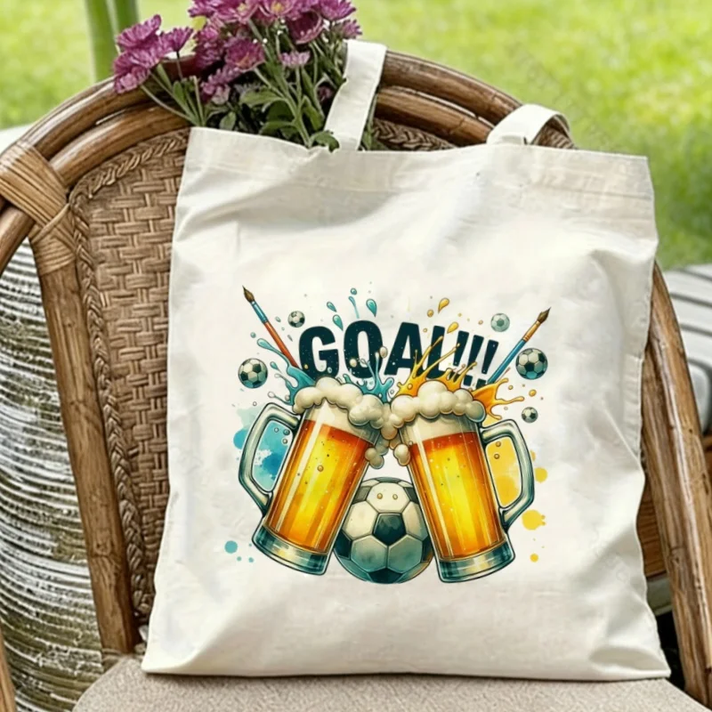 1pc Soccer & Beer "GOAL!!!" Canvas Tote Bag Eco-friendly Reusable Shoulder Bag for Football Fans
1pc Soccer & Beer "GOAL!!!" Canvas Tote Bag Eco-friendly Reusable Shoulder Bag for Football Fans