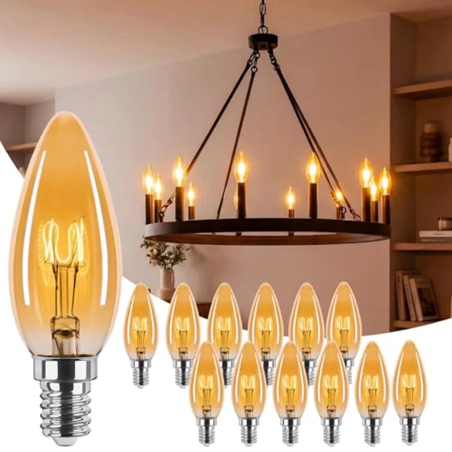 Amber Candelabra Light Bulbs 40watt Equivalent, 4W Ultra-Fine LED Filament E12 Small Base, Dimmable, Candle Shape Chandelier Li
Amber Candelabra Light Bulbs 40watt Equivalent, 4W Ultra-Fine LED Filament E12 Small Base, Dimmable, Candle Shape Chandelier Li