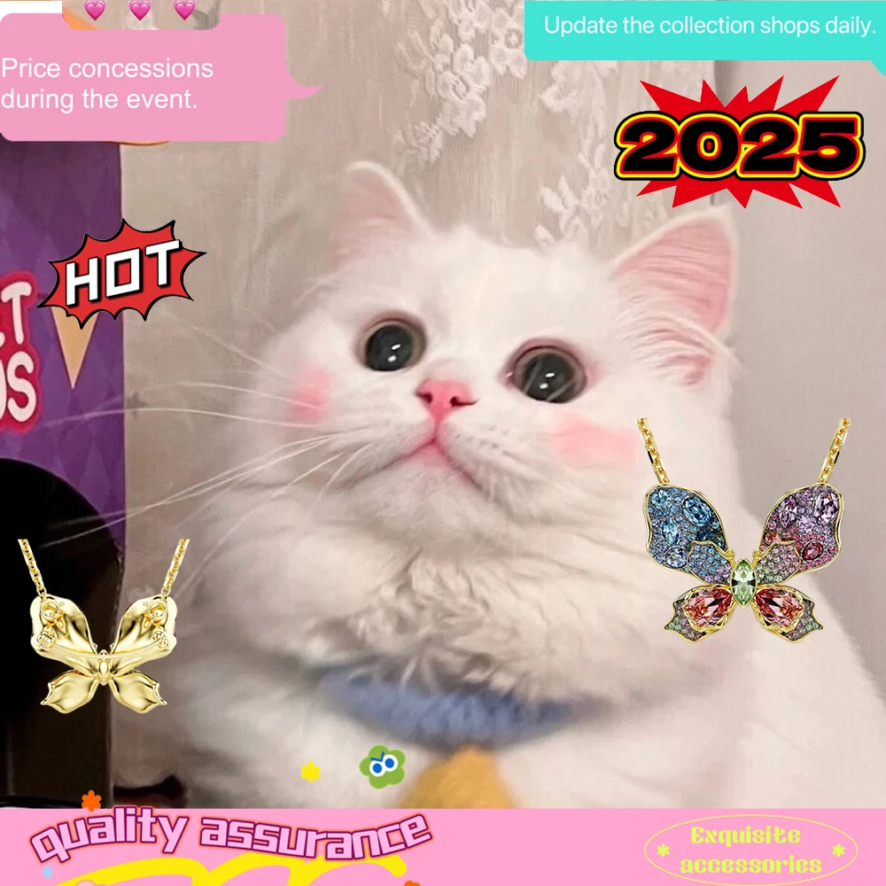 New high-end mixed cutting butterfly colored diamond inlaid necklace brooch, exquisite and fashionable cat accessory gift
New high-end mixed cutting butterfly colored diamond inlaid necklace brooch, exquisite and fashionable cat accessory gift