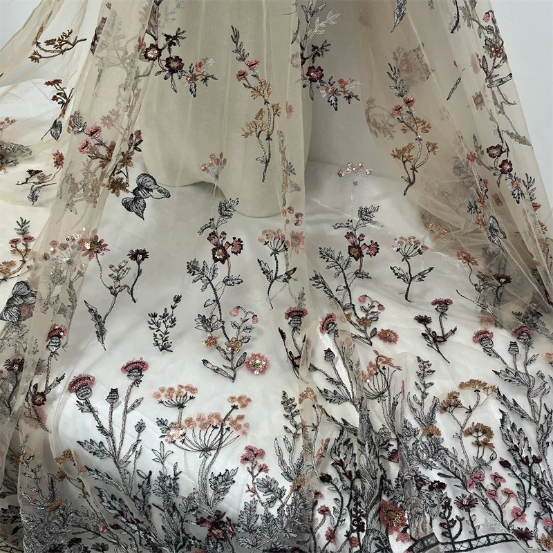 1Yard Wildflowers Embroidery Sequin Autumn Wedding designer Lace Fabric Brown Mesh Lace For Princess Dress Prom Garden Party
1Yard Wildflowers Embroidery Sequin Autumn Wedding designer Lace Fabric Brown Mesh Lace For Princess Dress Prom Garden Party