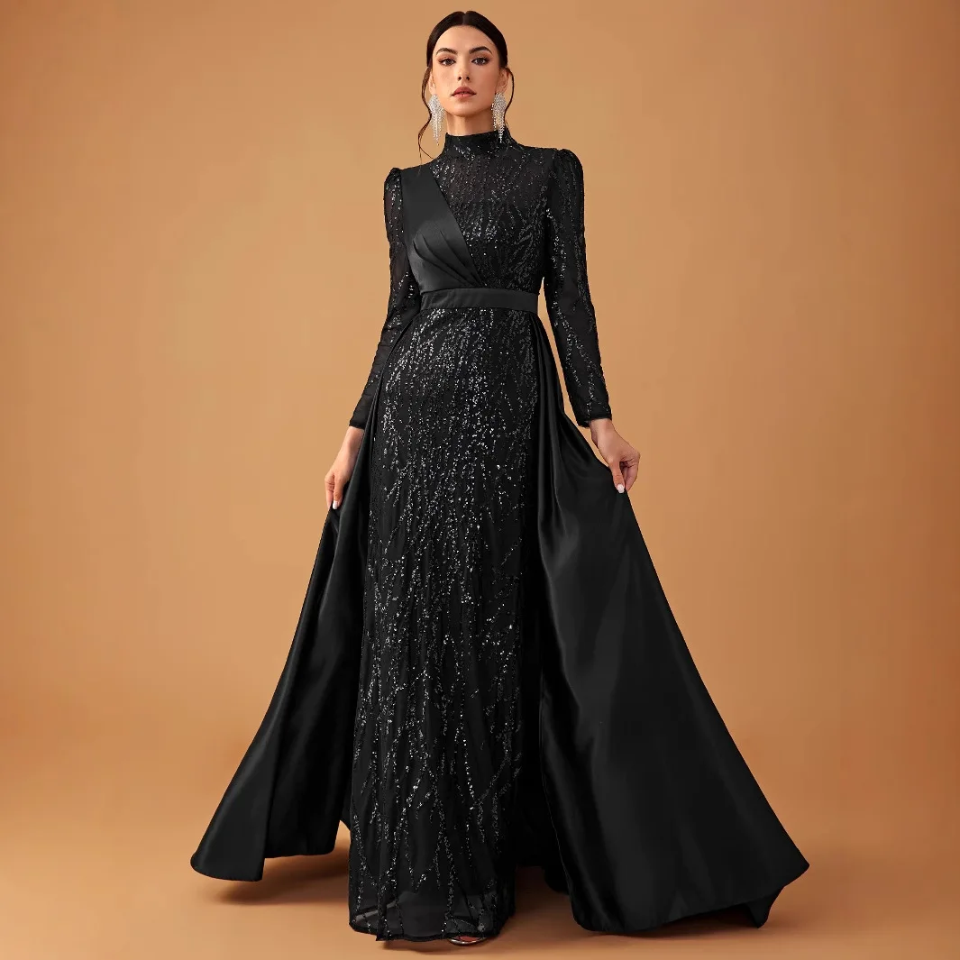 Ele Sequin Patch Satin Long Sve High Collar Gown for Ladies Par Evening Dr Faionable Chinese Brand Spring 2025
Ele Sequin Patch Satin Long Sve High Collar Gown for Ladies Par Evening Dr Faionable Chinese Brand Spring 2025