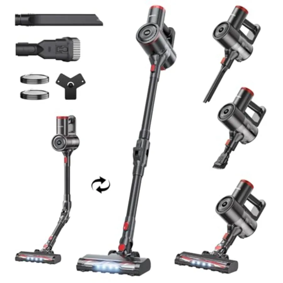 Cordless Vacuum Cleaners for Home: 40Kpa suction, 45-min runtime, self-standing design, powerful stick vacuum for pet hair on h
Cordless Vacuum Cleaners for Home: 40Kpa suction, 45-min runtime, self-standing design, powerful stick vacuum for pet hair on h