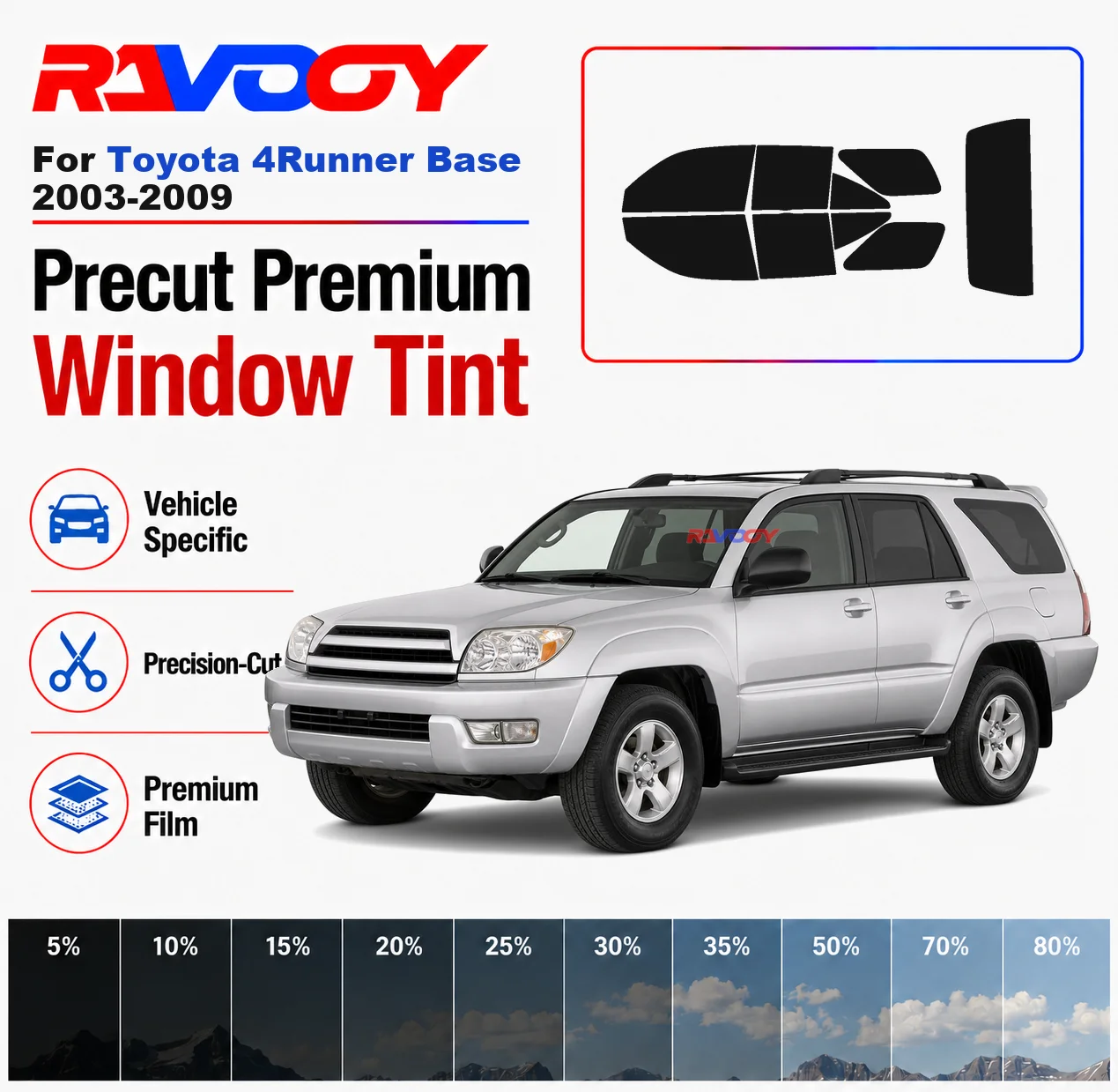 Premium Precut Window Tint Kit Front Rear Windows Rear Windshield For Toyota 4Runner Base 2003-2009 Car Solar Nano Ceramic Film
Premium Precut Window Tint Kit Front Rear Windows Rear Windshield For Toyota 4Runner Base 2003-2009 Car Solar Nano Ceramic Film