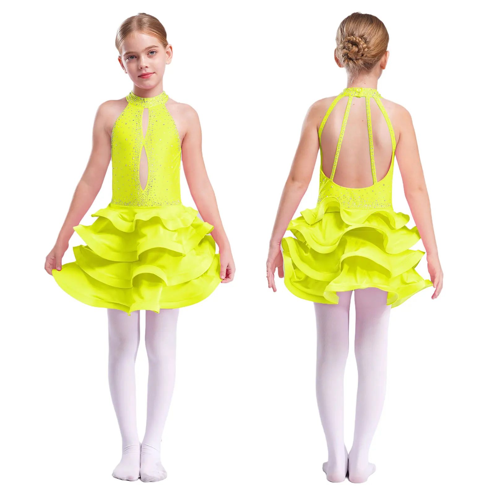 Teen Girls Figure Skating Costume Latin Dance Cha-Cha Tango Performance Dancewear Sleeveless Rhinestones Tiered Dress Leotard
Teen Girls Figure Skating Costume Latin Dance Cha-Cha Tango Performance Dancewear Sleeveless Rhinestones Tiered Dress Leotard