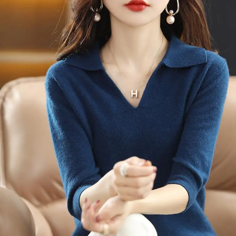 Women's Wool Knit Loose Delicate PoLo Neck Sweater Solid Color Turn-Down Collar Shirt Fashion Casual French
Women's Wool Knit Loose Delicate PoLo Neck Sweater Solid Color Turn-Down Collar Shirt Fashion Casual French
