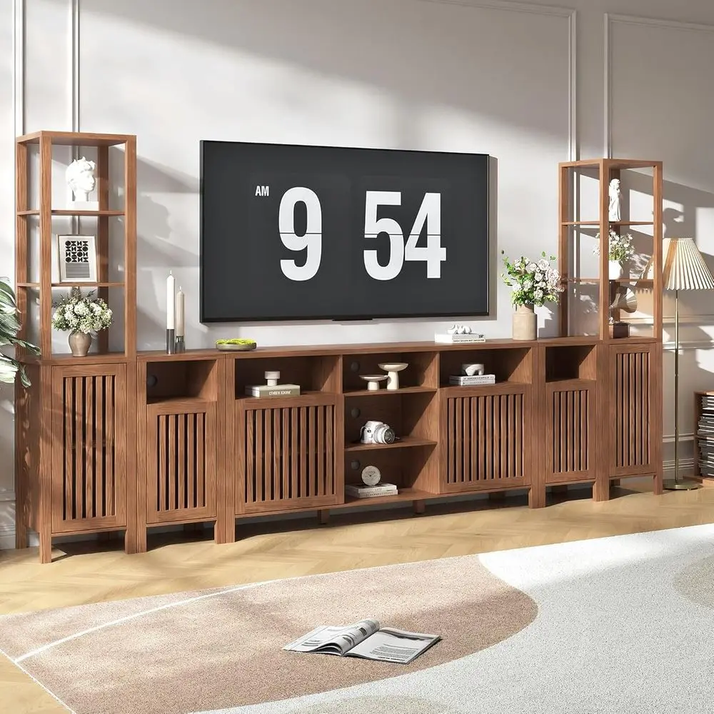 100 Inch TV Stand with Bookshelves, 6-Door Media Console, Storage Cabinet for Home Theater, Rustic Brown
100 Inch TV Stand with Bookshelves, 6-Door Media Console, Storage Cabinet for Home Theater, Rustic Brown