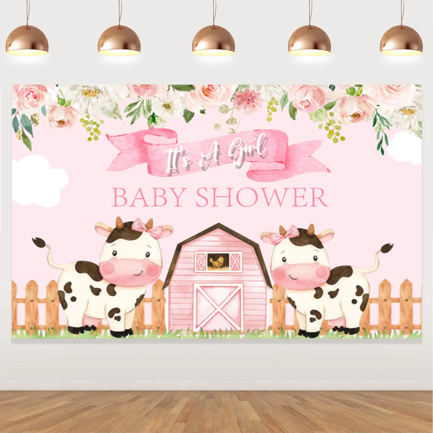 Sursurprise Pink Farm Cow Theme Backdrop It's A Girl Baby Shower Decorations Cartoon Cow Background Cloth for Baby Girl Party
Sursurprise Pink Farm Cow Theme Backdrop It's A Girl Baby Shower Decorations Cartoon Cow Background Cloth for Baby Girl Party