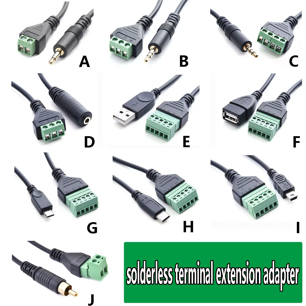 1Pcs USB 2.0 Male Female Type-C Solderless Gold Plated Audio Cable 2/3/4/5P 3.5mm Male Mono Solderless Terminal Extension
1Pcs USB 2.0 Male Female Type-C Solderless Gold Plated Audio Cable 2/3/4/5P 3.5mm Male Mono Solderless Terminal Extension