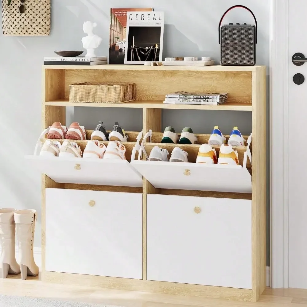 FlipDoor Shoe Storage Cabinet, SpaceSaving Modern Wooden Shoe Storage Cabinet, Freestanding Hidden Shoe Organizer, With Open Sh
FlipDoor Shoe Storage Cabinet, SpaceSaving Modern Wooden Shoe Storage Cabinet, Freestanding Hidden Shoe Organizer, With Open Sh