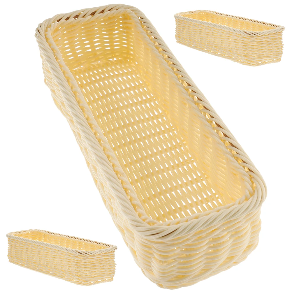 3pcs Cutlery Storage Basket Woven Bread Fruit Kitchen Food Holder 28x11x7cm PP Material Home Restaurant Picnic Organizer
3pcs Cutlery Storage Basket Woven Bread Fruit Kitchen Food Holder 28x11x7cm PP Material Home Restaurant Picnic Organizer
