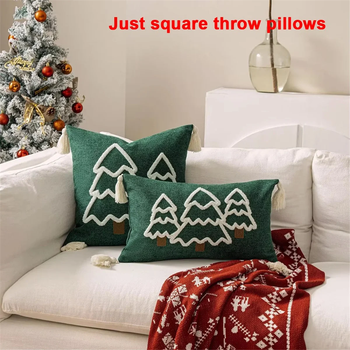 A008 Christmas Tree Embroidery Cushion Cover Festive Cotton Canvas Pillow Case with Tassels New Year Home Decor B
A008 Christmas Tree Embroidery Cushion Cover Festive Cotton Canvas Pillow Case with Tassels New Year Home Decor B