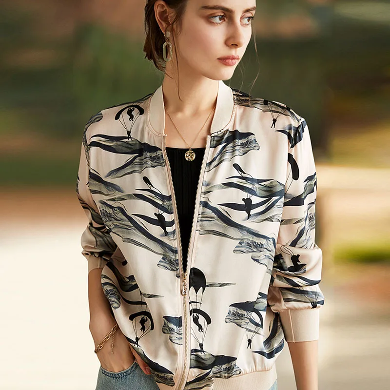 92% Silk Jacket Women Lightweight Fabric Floral Printed Long Sleeves Stand Neck Casual Bomber Coat Style New Fashion
92% Silk Jacket Women Lightweight Fabric Floral Printed Long Sleeves Stand Neck Casual Bomber Coat Style New Fashion