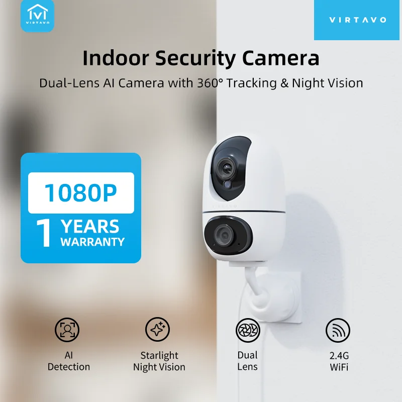 Virtavo EggSentry Indoor Security Camera, 360° PTZ Smart Cam for Baby & Pet Monitoring, Dual-Lens Motion Tracking, Two-Way Talk
Virtavo EggSentry Indoor Security Camera, 360° PTZ Smart Cam for Baby & Pet Monitoring, Dual-Lens Motion Tracking, Two-Way Talk