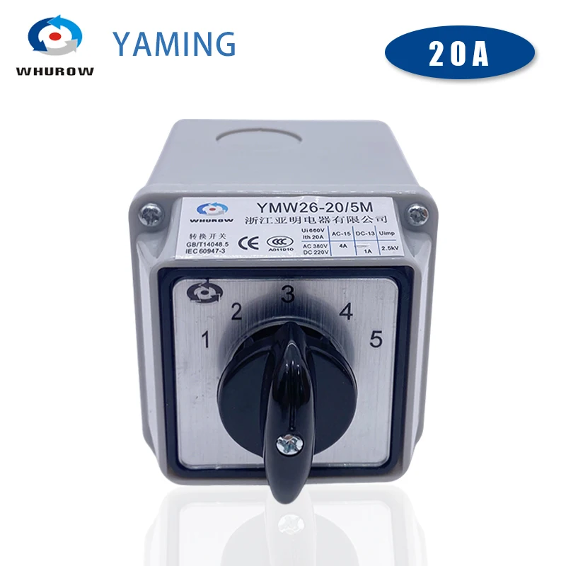 YMW26 LW26-20/5M, двухпроводная, пять групп, 5 позиций, 20A, импульсный сигнал питания, водонепроницаемая коробка, универсальный переключаемый поворотный кулачковый переключатель 
YMW26 LW26-20/5M, двухпроводная, пять групп, 5 позиций, 20A, импульсный сигнал питания, водонепроницаемая коробка, универсальный переключаемый поворотный кулачковый переключатель