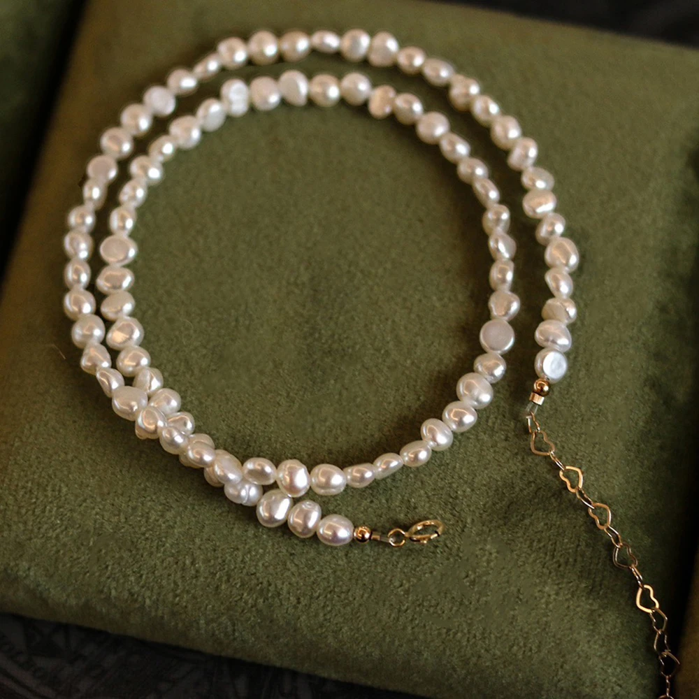 French Style Natural Pearl Clavicle Chain Choker Necklace Gift with Rare 4mm Baroque Real Pearl Beads and 14K Gold Filled Clasp
French Style Natural Pearl Clavicle Chain Choker Necklace Gift with Rare 4mm Baroque Real Pearl Beads and 14K Gold Filled Clasp