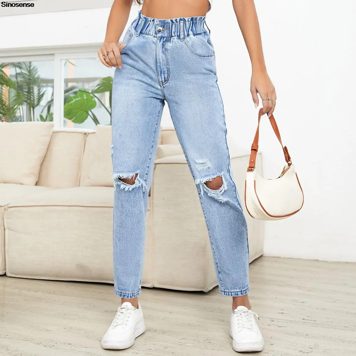 Women's Straight Jeans Ins Fashion Streetwear High Waisted Destroyed Boyfriend Jeans Washed Distressed Ripped Denim Pants
Women's Straight Jeans Ins Fashion Streetwear High Waisted Destroyed Boyfriend Jeans Washed Distressed Ripped Denim Pants